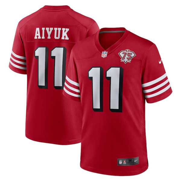 Men & Women & Youth San Francisco 49ers #11 Brandon Aiyuk 2021 Scarlet 75th Anniversary Alternate Game Jersey